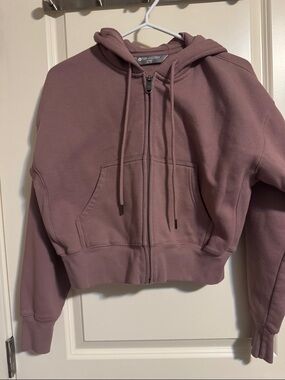 Tuff Athletics Dusty Mauve Cropped Zip Hoodie